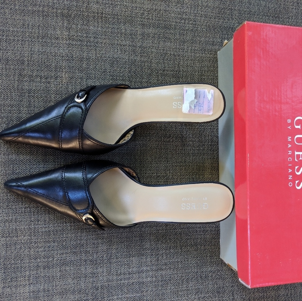 Guess / Marciano black leather Bolero kitten heels